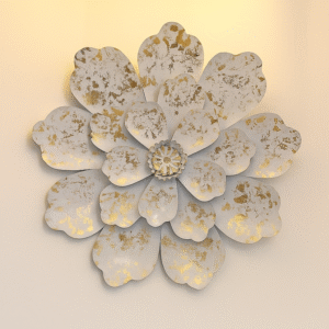 white ivory gold flower wall art