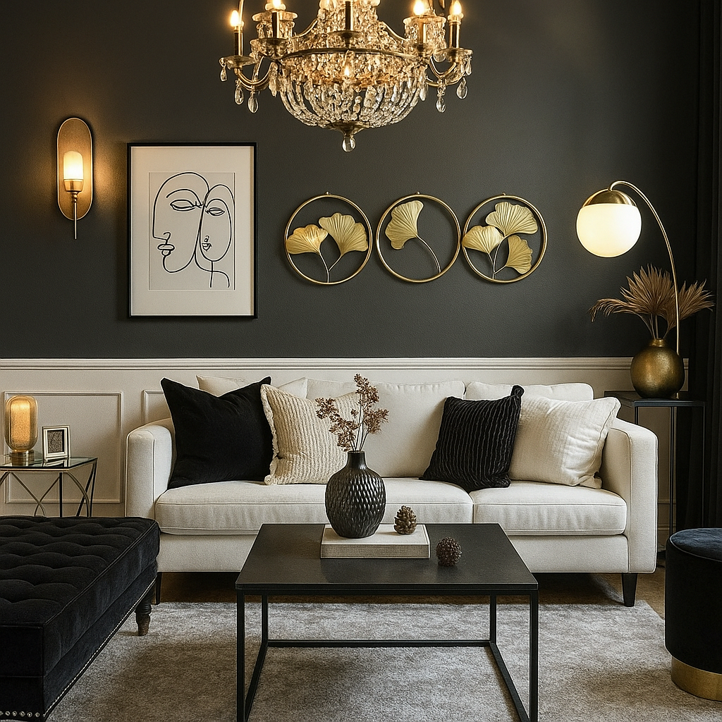 golden trio circle floral wall art home decor Set of 3 handcrafted golden floral circle wall art frames – elegant minimalist decorative wall hanging for living room and bedroom – Everaura